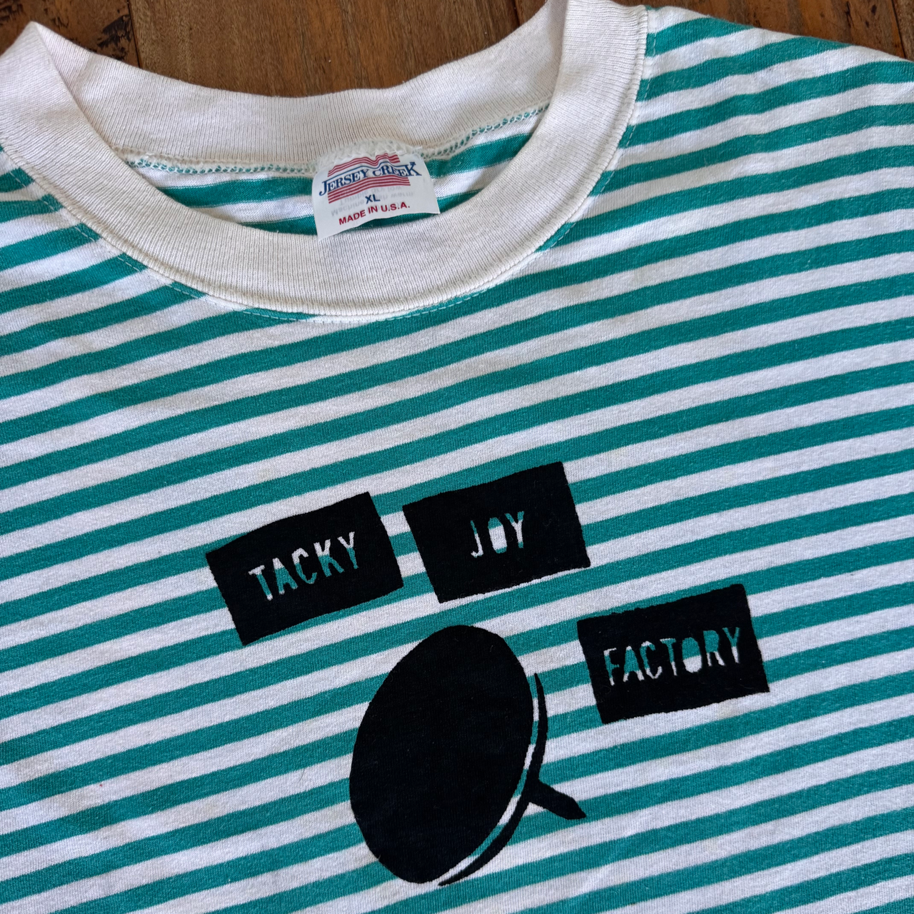 Boxy Aqua Blue/White Striped Tee