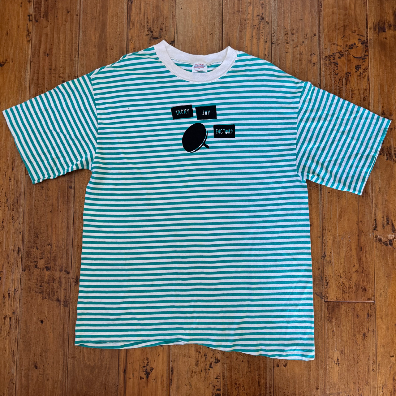 Boxy Aqua Blue/White Striped Tee